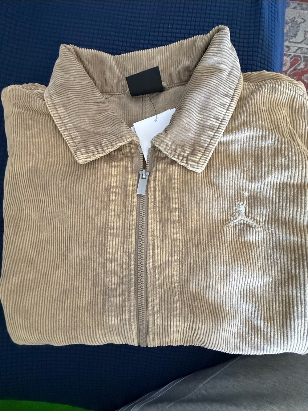 Jordan Men's Corduroy Accessory in Tan with Silver Jumpman Zipper - Picture 7 of 7